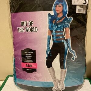 Blue and Black Futuristic Costume woman small